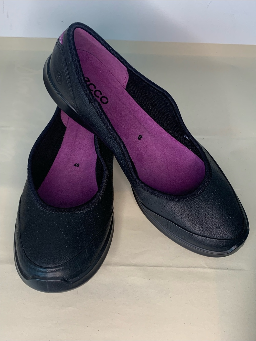 ECCO Sense Ballet Comfort Flat, size 9M (40EU), black leather, NWOB